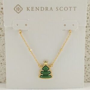 Kendra Scott Gold Chain with Green Tree Pendant